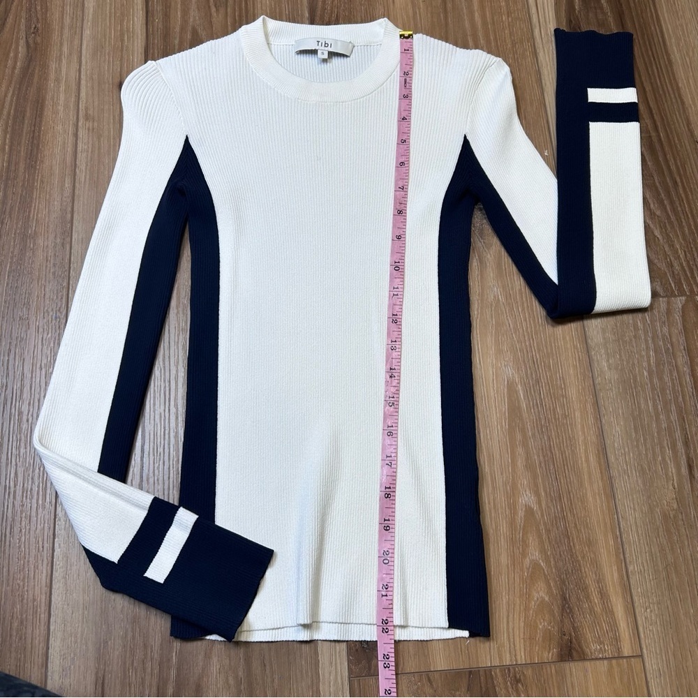 Tibi white color block pullover ribbed knit top size small minimalist capsule - Picture 8 of 8
